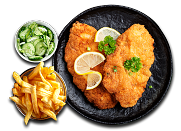 Meister-Schnitzel mit Crunchy Fries